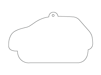 Car air freshener car silhouette customized, dimensions: H: 99.889mm, L: 60.844mm.