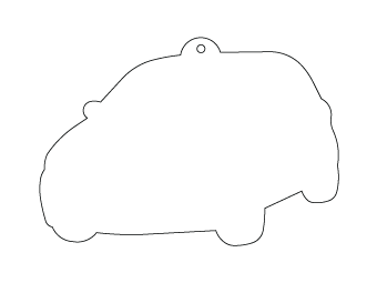 Car air freshener car silhouette customized, dimensions: H: 95.053mm, L: 66.116mm.